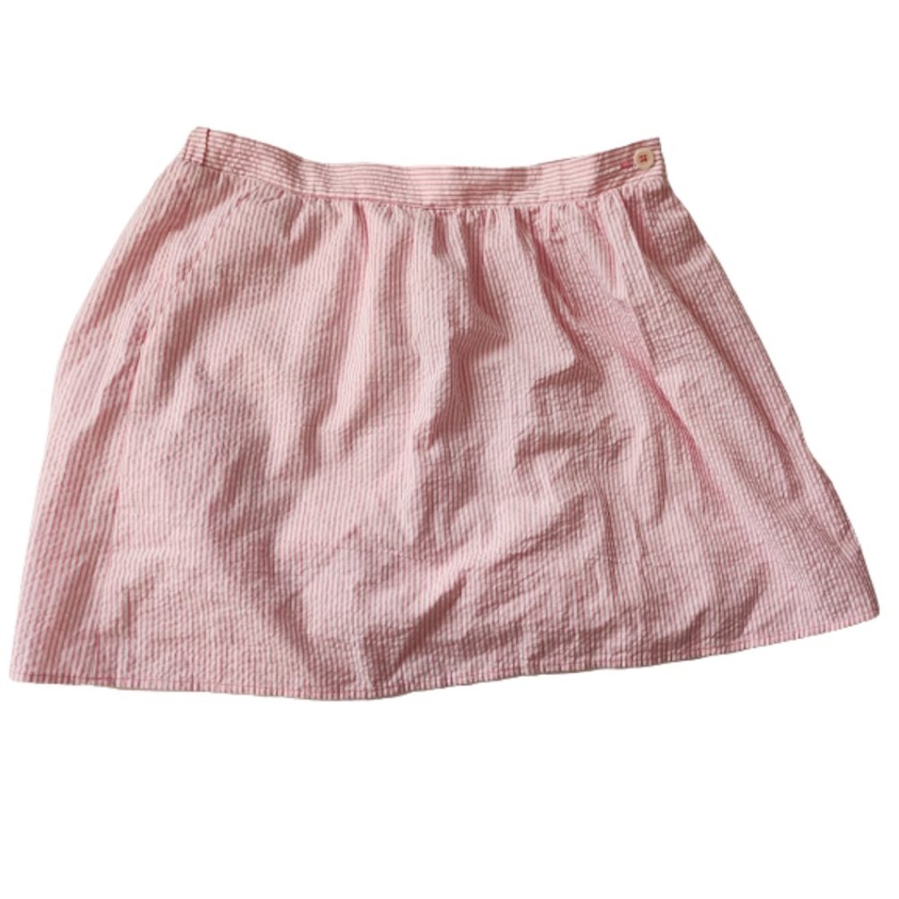 Lilly Pulitzer Pink & White Striped Seersucker Skirt Size Medium